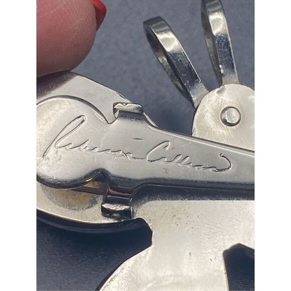 Rebecca Collins Butterfly Scarf Clip w Loop for Pendant milky white silver tone - Picture 4 of 8